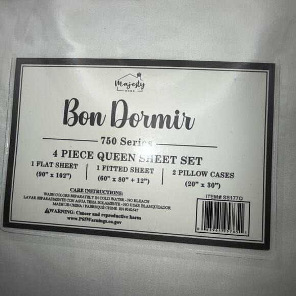 Queen Size Bed Sheet Set White - Majesty - Picture 5 of 9